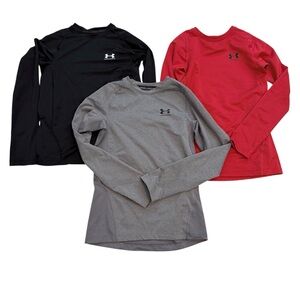 Under Armour Kids Long Sleeve Shirts - Black, Gray, Red